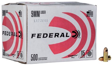 Federal Ammunition 9 Mm Luger 115 Grain Full Metal Jacket 500 Rounds