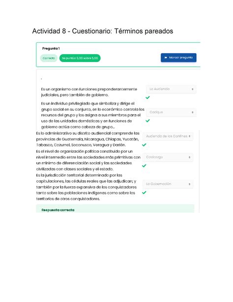 Actividad 8 Cuestionario Historia De Honduras Actividad 8 Cuestionario Términos