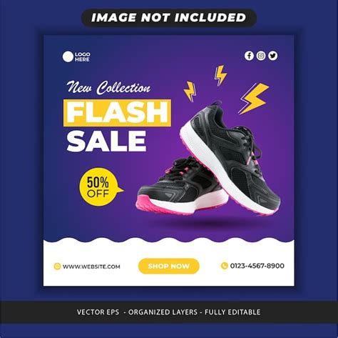 Premium Vector Flash Sale Shoes Social Media Banner Template Premium