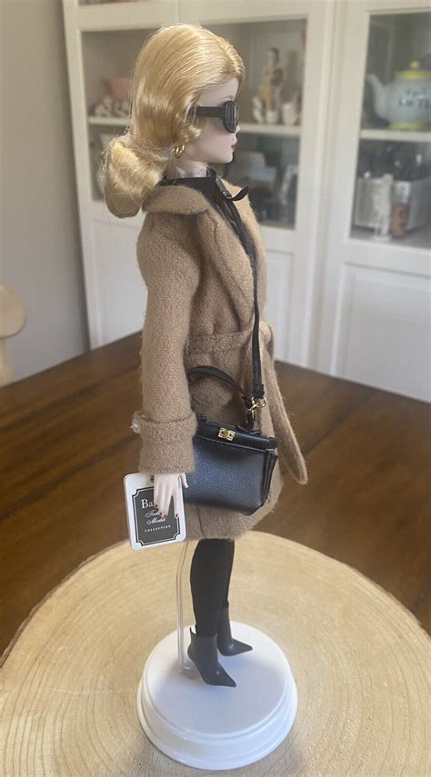 Silkstone Barbie Classic Camel Coat Gold Label Pre Owned Great