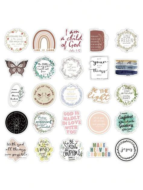 50pcs Bible Stickers Jesus Stickerschristian Jesus Scripture Stickers