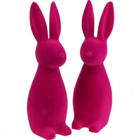 Floristik De Deko Hase Deko Osterhase Beflockt Pink H Cm St