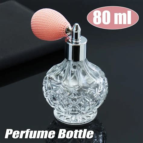 80ml Vintage Crystal Perfume Bottle Pink Short Bulb Spray Atomizer Empty Clear Glass Parfume