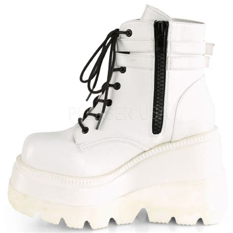 Shaker 52 White Stacked Wedge Ankle Boot