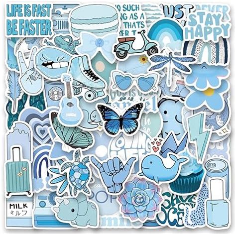 Amazon.com: 115Pcs Danish Pastel Blue Stickers, Vinyl Blue Aesthetic ...