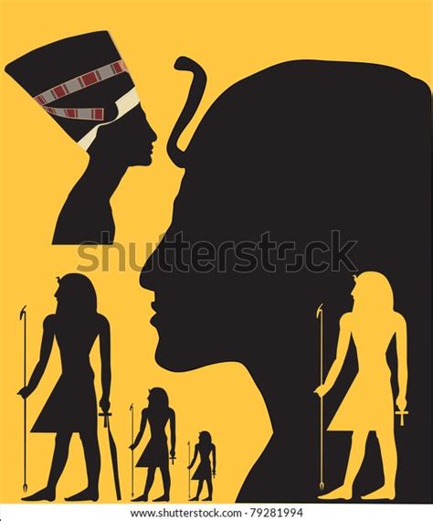 Silhouettes Profiles Ancient Egypt Stock Vector Royalty Free 79281994