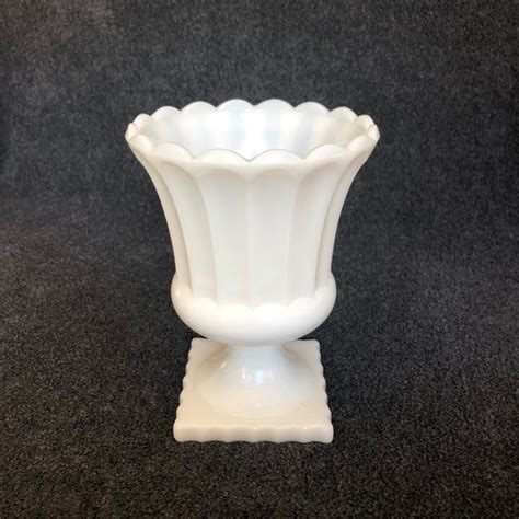 Grecian Urn Style Milkglass Compote Vase Bowl Milk Glass Etsy