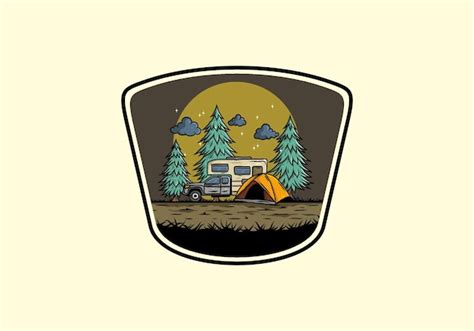 Premium Vector | Rv van camping in nature illustration