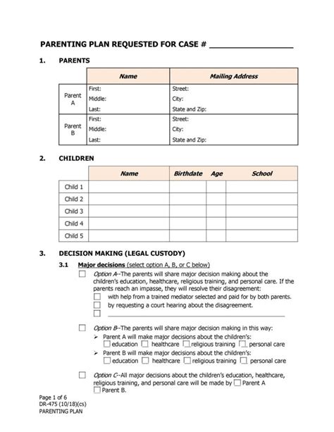 49 Free Parenting Plan And Custody Agreement Templates