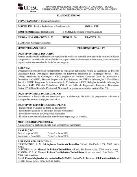 Pdf Plano De Ensino Departamento Disciplina Pr Tica