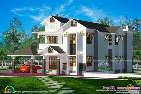 Sq Ft Modern Sloping Roof Home Plan Home Review