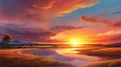 Premium Photo Stunning Sunset Scenery With Beautiful Landscape