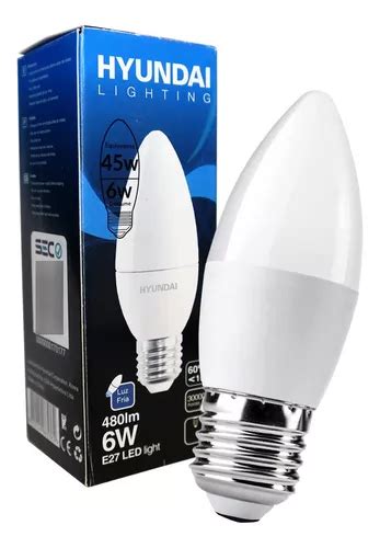 Pack 10 X Ampolleta Led Vela E27 Empavonada 6w Hyundai Color De La