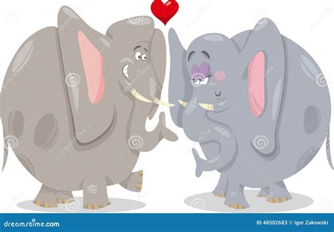 Elephants In Love Cartoon Illustration Stock Vector Illustration Of