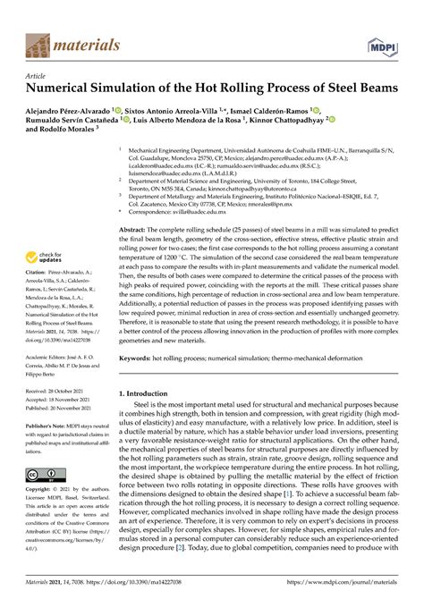 Materials 14 07038 V2 Hot Rolling Mill Materials Article Numerical Simulation Of The Hot