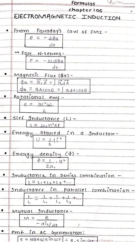 Electromagnetic Induction Formulas Physics Study Flashcards Physics