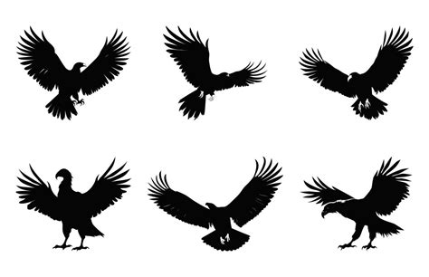 Flying Vulture Beak black silhouettes Set, Big Griffon Vulture ...