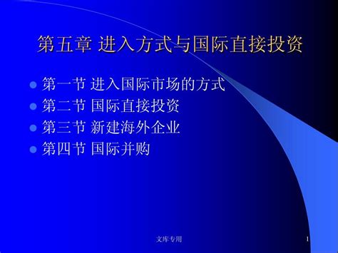 第五章 进入方式与国际投资word文档在线阅读与下载无忧文档