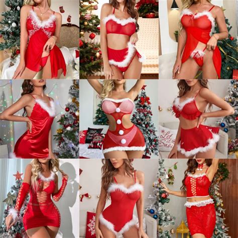 Lingerie Sexy Multicolorida Feminina Vestido De Renda De Natal