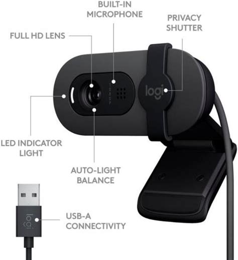 Logitech Brio 100 Full Hd 1080p Webcam For Meetings And Streaming Auto Light Balance Built In