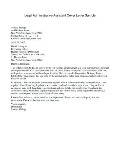 Legal Administrative Assistant Cover Letter Examples 200 In Legal