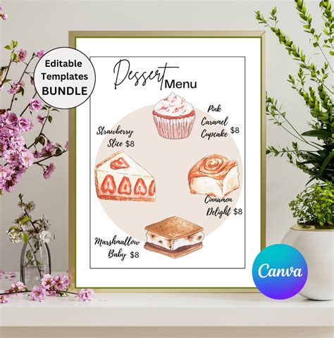 Dessert Menu Template Customizable Dessert Menu Editable - Etsy