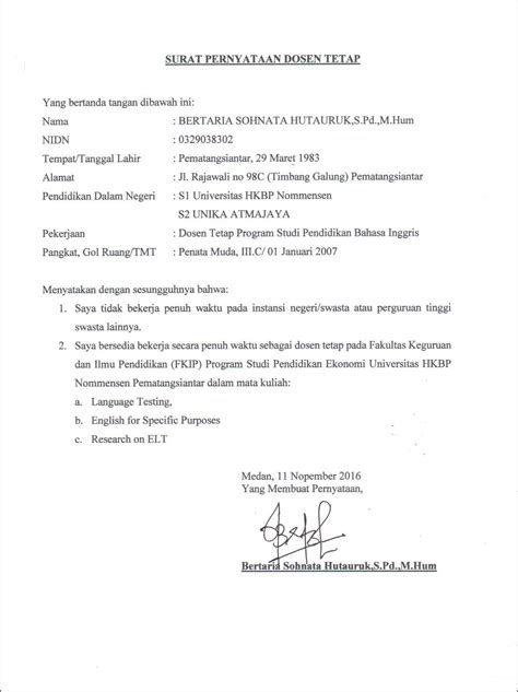 Contoh Surat Pernyataan Bekerja Paruh Waktu Surat Lamaran Kerja