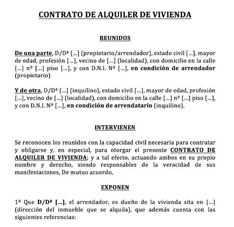 Aspectos Legales Del Contrato De Alquiler De Vivienda Habitual