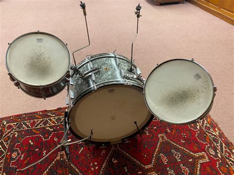 Slingerland Radio King Black Diamond Pearl Vintage Drum Set The