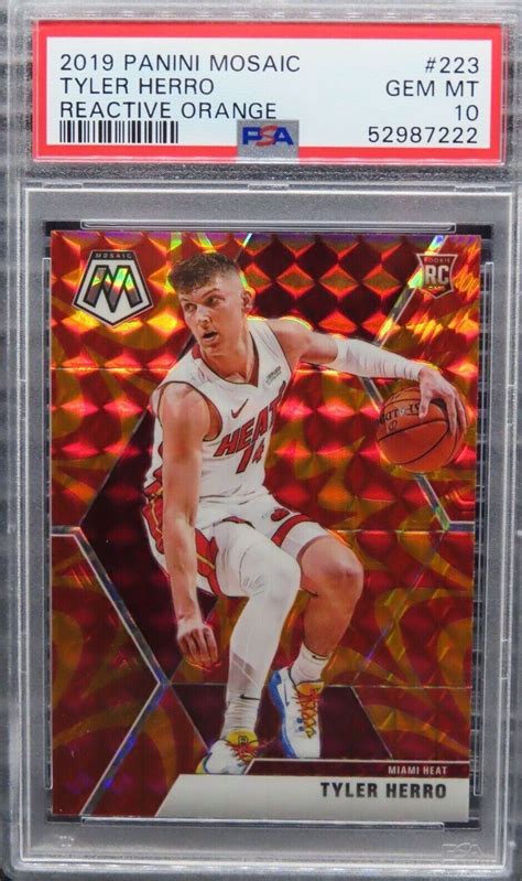 Mosaic Tyler Herro Reactive Orange Mosaic Prizm Rc Psa