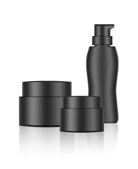 Premium Vector Mock Up Realistic Black Cosmetic Bottles Background