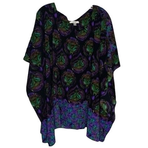 Dressbarn Tops Dressbarn Black Purple Green Poncho Blouse