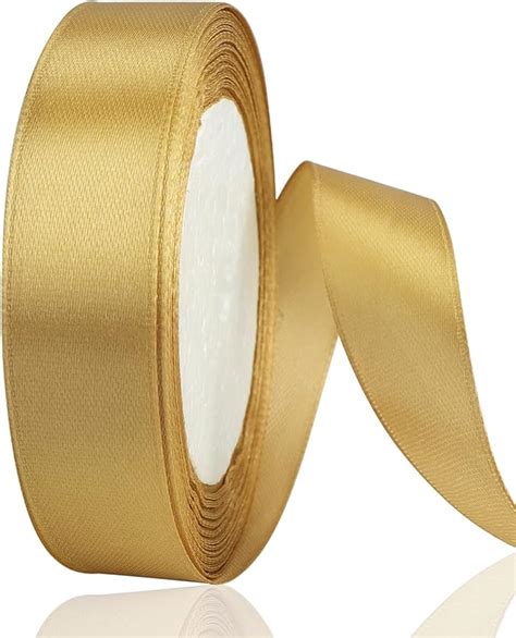 OWill Champagne Gold Satin Ribbon Double Sided Polyester 20mm X 22m 24