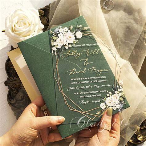 Unique Invites Acrylic Wedding Invitation Elegant White Wedding