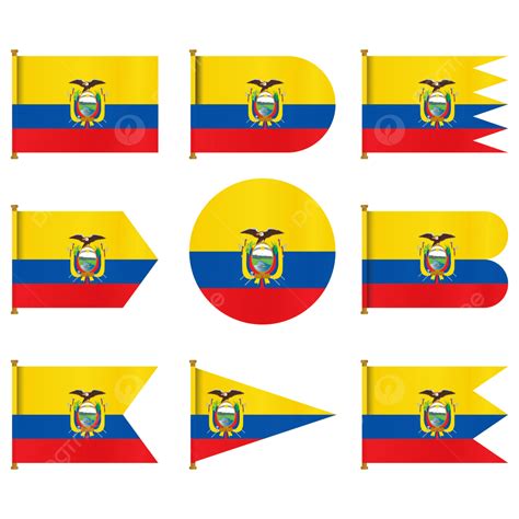 Conjunto De Diseño De Banderas De Ecuador Descarga Gratuita Vector PNG