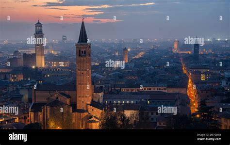 An Aerial View Of The Beautiful City Of Verona Located In Northern