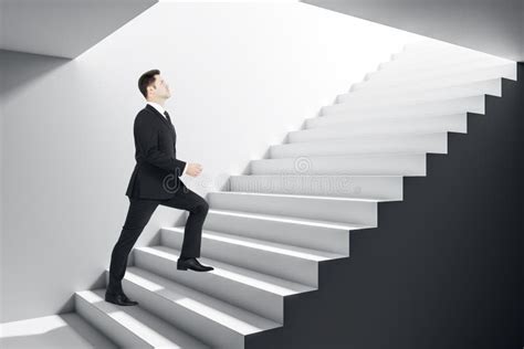 Man Climbing Stairs Stock Image Image Of Ladder Businessman 90158813