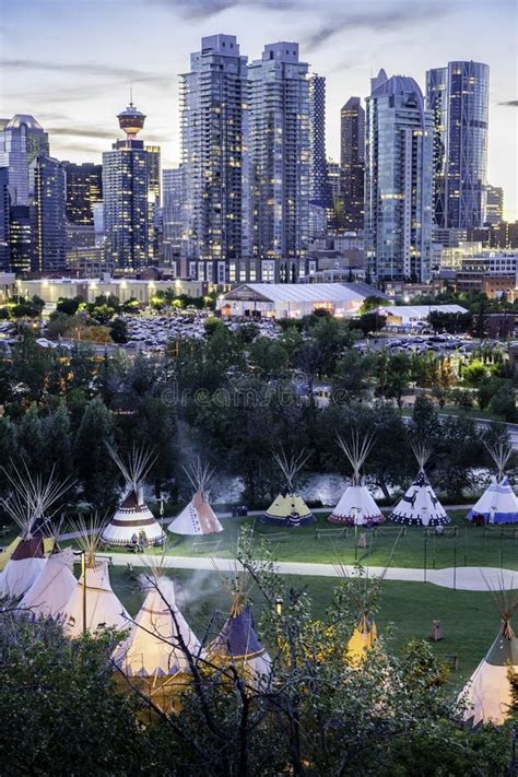 Indigenous Tipi`s In The Indian Village During Calgary Stampede