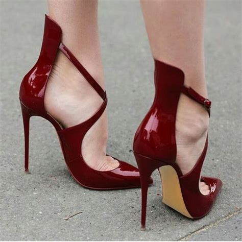 Shoespie Burgundy Cross Wrap Pointed Toe Stiletto Heels Heels Hot