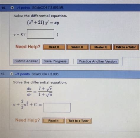 Solved Solve The Differential Equation Du Dt Need Help Chegg