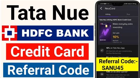 Tata Neu HDFC Credit Card Refferal Code Tata Neu Plus HDFC Credit