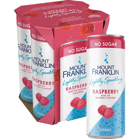 Mount Franklin Lightly Sparkling Water Raspberry Multipack Mini Cans 250ml X4 Pack Woolworths