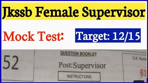 Jkssb Female Supervisor Mock Test Supervisor Mock Test Today S