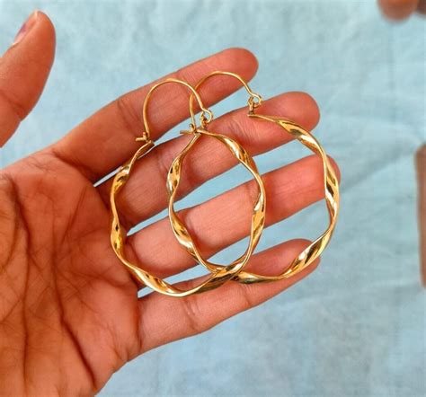 Gold Twist Hoop Earrings Twisted Huggie Hoops Earrings Minimalist Hoop Earrings Statement