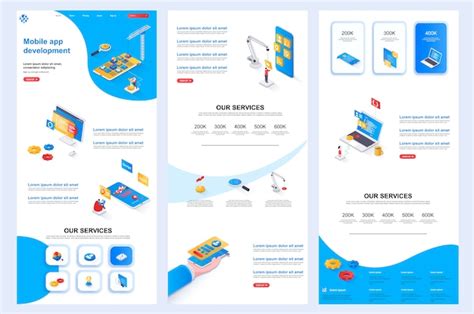 Premium Vector Mobile App Development Isometric Website Template