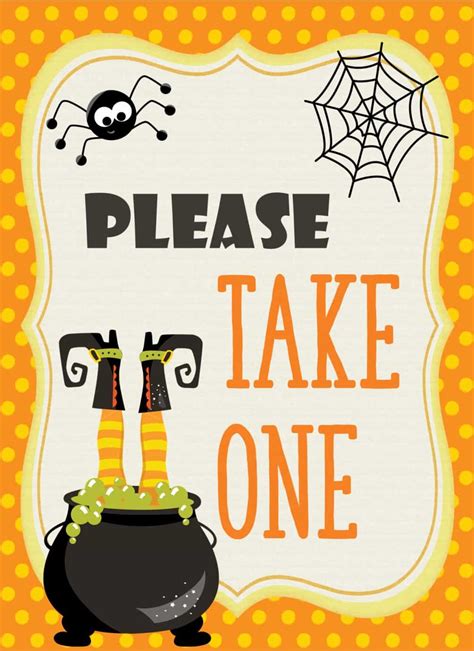 Free Printable "Please Take One" Halloween Sign | 6 Designs