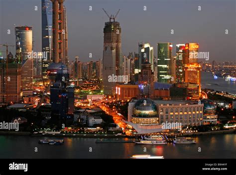 China, Shanghai. View from the Hyatt on the Bund Hotel in Shanghai ...