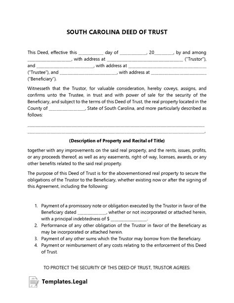 South Carolina Deed Forms And Templates Free Word Pdf Odt