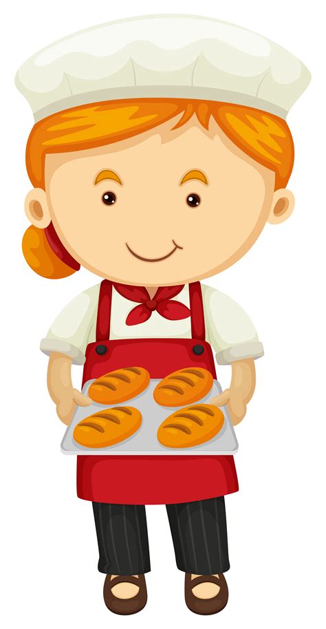 Female baker holding fresh bread 559816 Vector Art at Vecteezy