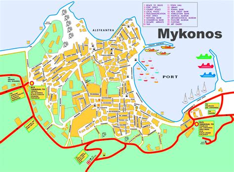 Mykonos Town Tourist Map Mykonos Town Mykonos Tourist Map